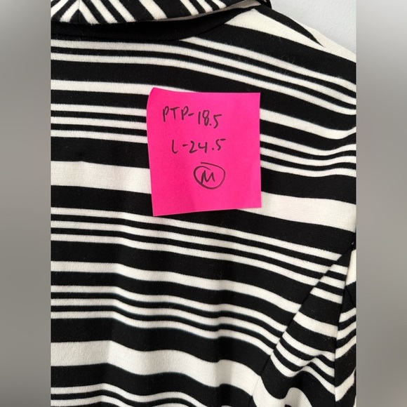 Loft Blazer Button Down Top Striped Black White Size M Soft Comfy Fancy - Picture 9 of 9